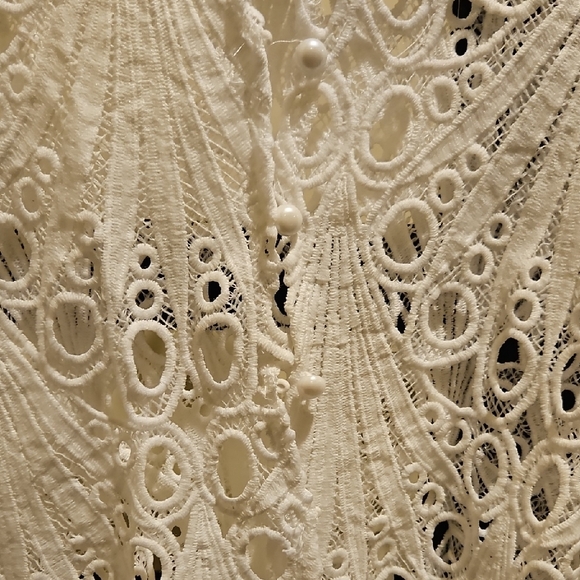 White Intricate Lace Long Sleeve Blouse Top - Picture 3 of 3